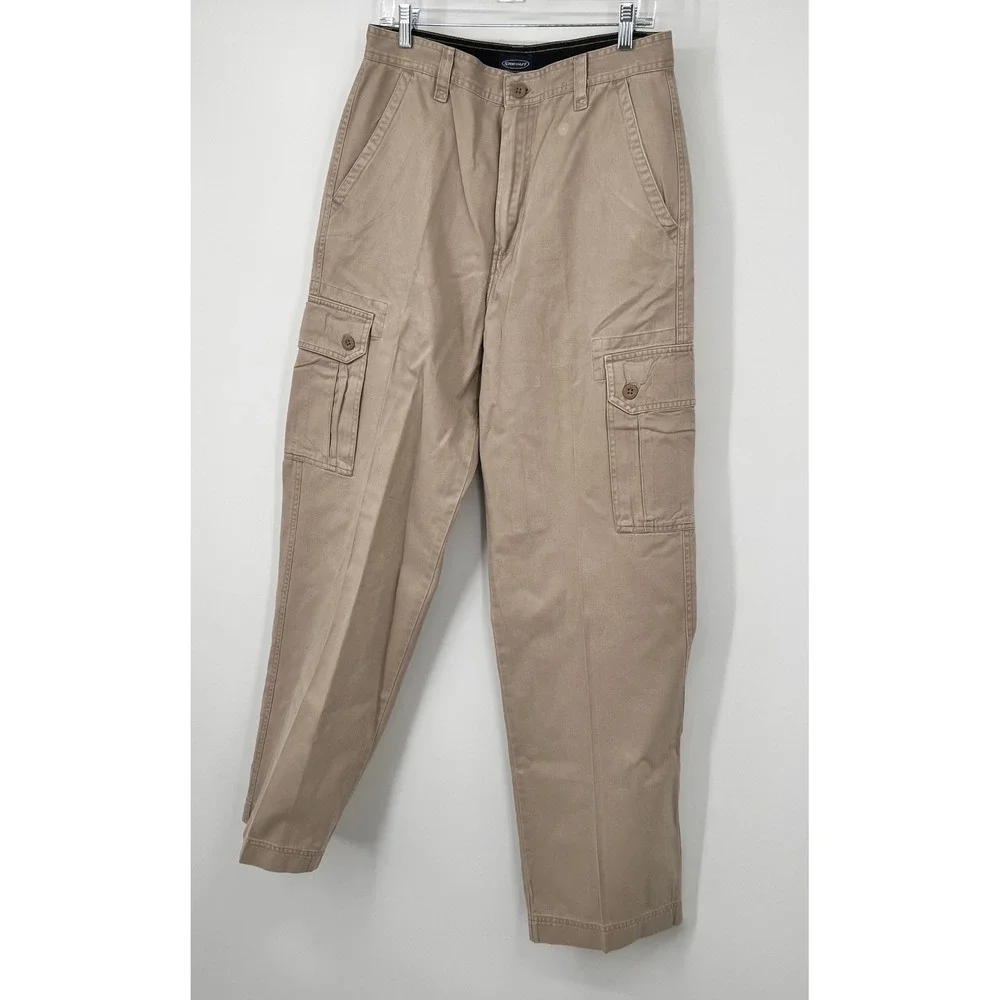 Sideout Mens Vintage Khaki Cargo Pants 32x34 Tan Cotton Straight Leg Twill